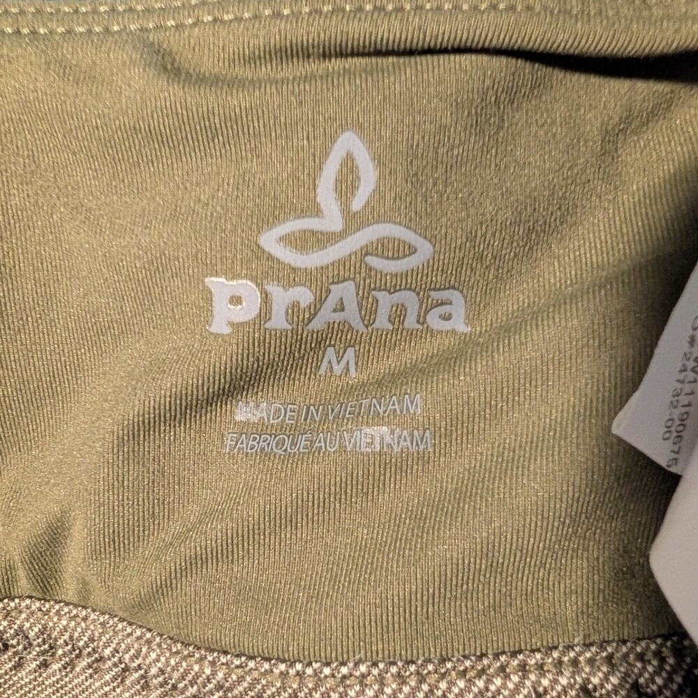 prAna Itzel High Neck Sports Bra Gray Green Strappy Padded Yoga Athletic Top med - Picture 7 of 7